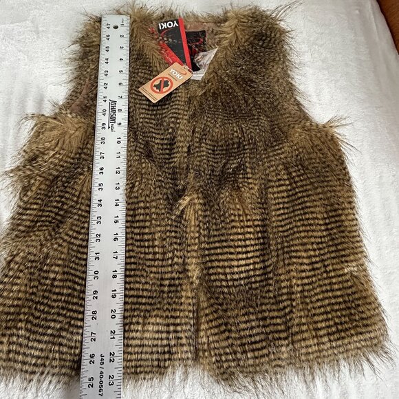 Yoki Womens Vegan Fur Vest Large Brown Lightweight Outdoor Cozy Faux Sherpa New - Picture 6 of 6